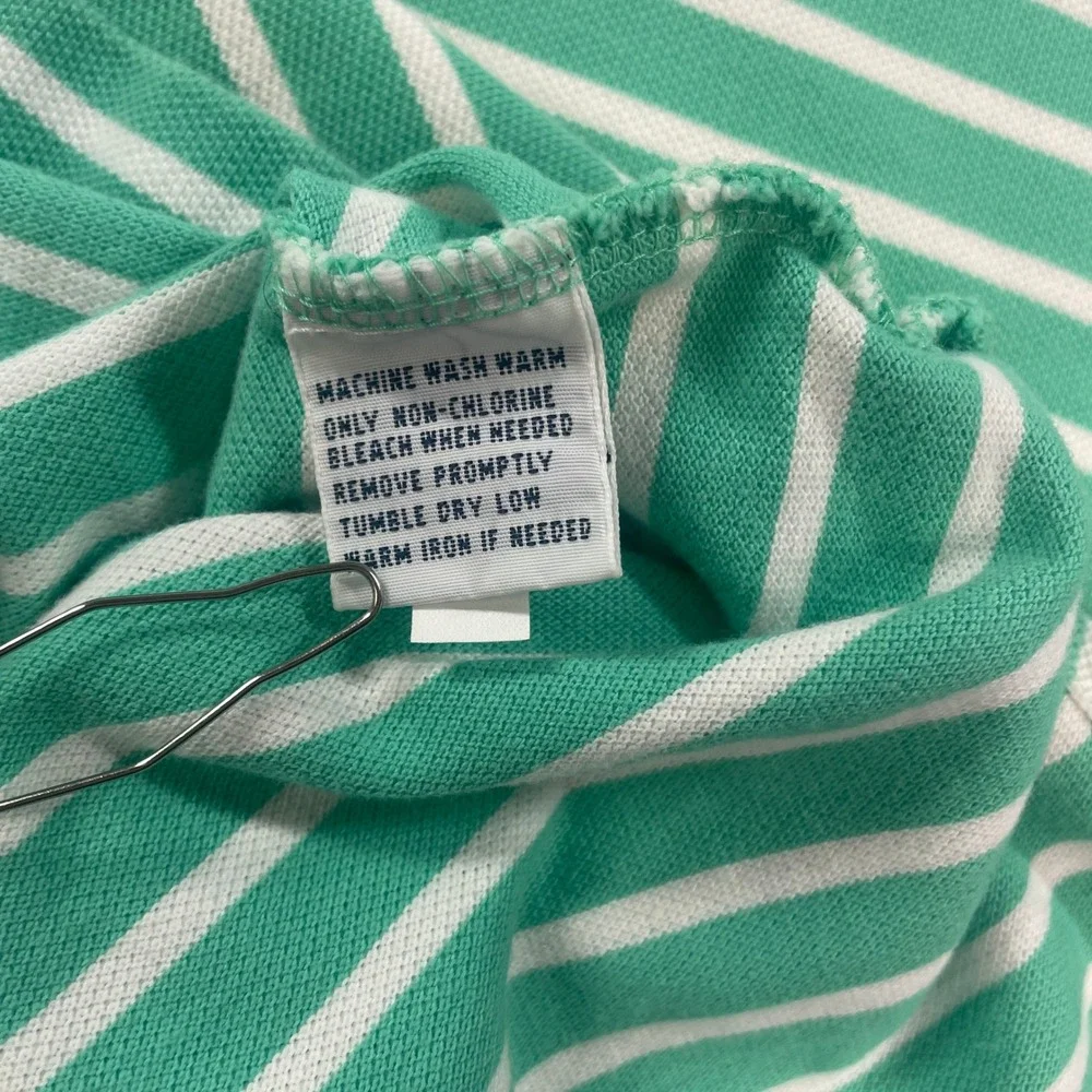Polo Ralph Lauren Mens Polo Shirt L Green and White Striped Short Sleeve